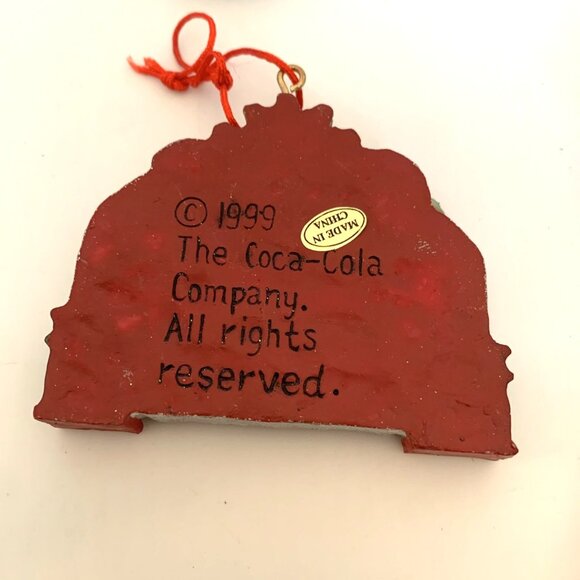 4 Kurt Adler 1999 Coca-Cola Ornaments Resin Santa Polar Bear Signs Vtg Xmas - Picture 3 of 10